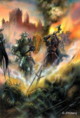 fantasy obrzky drak, elf, bytost, vl a hrdin - odeli jako pohlednice pohlednice elektronick