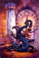 fantasy obrzky drak, elf, bytost, vl a hrdin - odeli jako pohlednice pohlednice elektronick