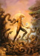 fantasy obrzky drak, elf, bytost, vl a hrdin - odeli jako pohlednice pohlednice elektronick